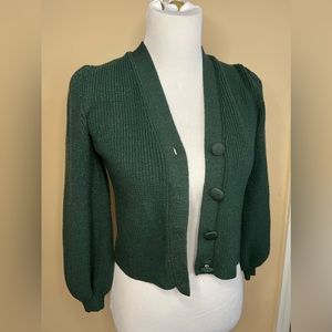 GREEN Philosophy crop cardigan - perfect for HOLIDAYS! XS
